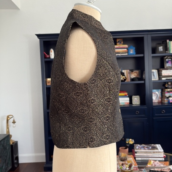 Vintage Georgiou Studio gold & black Vest size 6 - Picture 4 of 7
